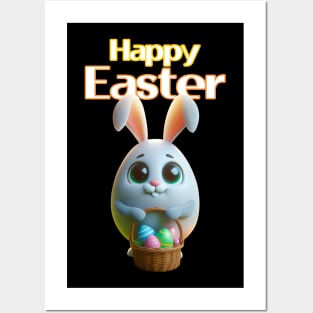Bunny Chick In Easter Day Posters and Art